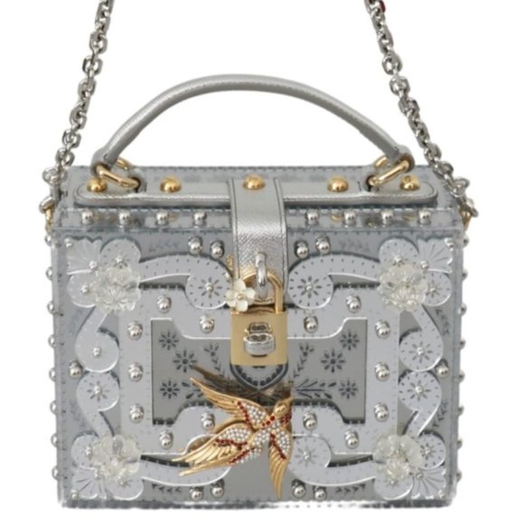 Dolce & Gabbana- Silver Floral Padlock Bag - Picture 5 of 6